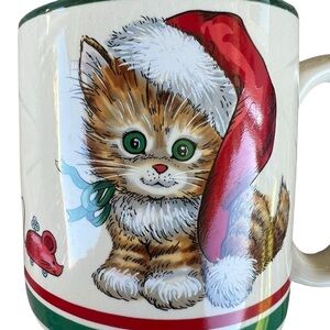 Vintage Potpourri Press Christmas Kitten and Mouse Mug Made in Korea